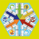 Pegatina mesa parchis de séis infantil