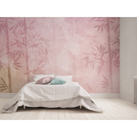 fotomural bambú acuarela en habitación