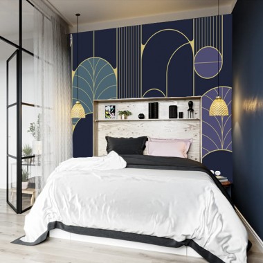 Fotomural Art Nouveau en pared cabecero cama