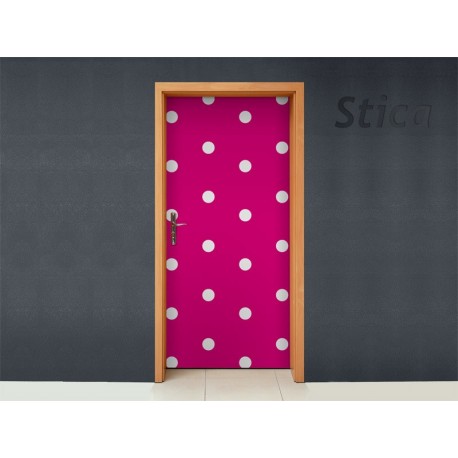 adhesivo decorativo Topos Rosas para Puerta PTA64