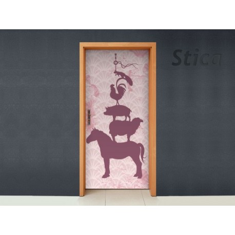 Puerta Animalitos decoración con vinilo