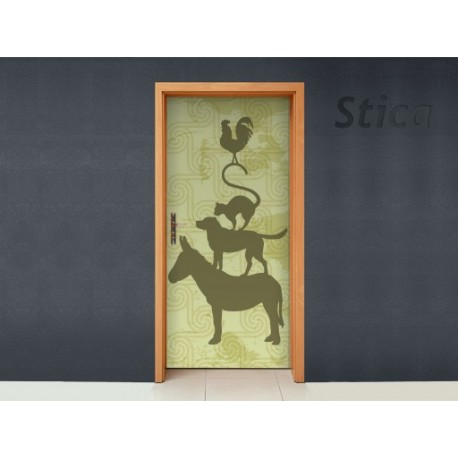Puerta Animalitos Verde adhesivo decorativo ambiente