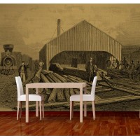 Fotomural Grabado Ferrocarril II