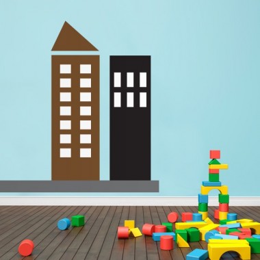 adhesivo decorativo Infantil Coches Ciudad Edificios IV