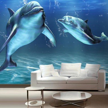 adhesivo decorativo Fotomural Delfines