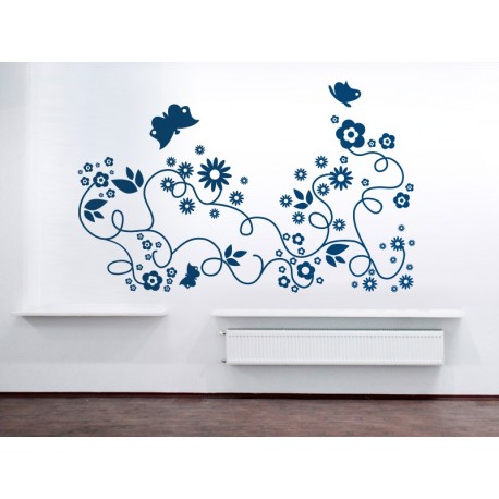 Flores Mariposas Motivo imagen vinilo decorativo