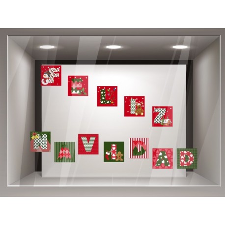 Vinilo Feliz Navidad Patchwork producto vinilos