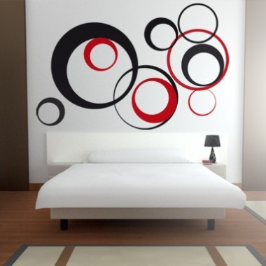 Vintage Circular composición rojo y negro decoración con vinilo