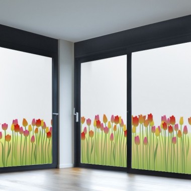 vinilo para ventanas Vinilo translúcido impreso Tulipanes