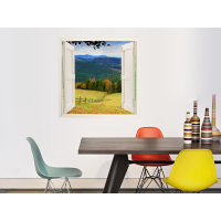 Ventana con paisaje campestre