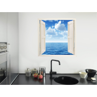 Ventana simulada en vinilo mar y cielo