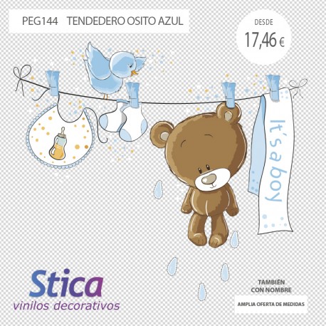 oso en vinilo color azul